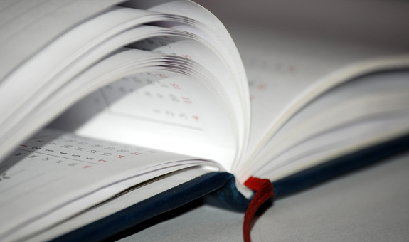 Open book with bookmark